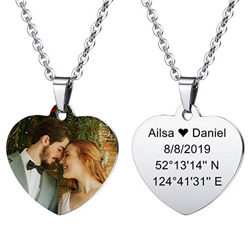 MeMeDIY Colgante de corazón Personalizado para Hombres Mujeres Grabado Nombre/Texto/Fecha/Color Imagen Collar de Fotos para Parejas Regalos de Dama Honor Mejor Amigo Amantes Acero Inoxidable Joyería MeMeDIY Colgante de corazón Personalizado para Hombres Mujeres Grabado Nombre/Texto/Fecha/Color Imagen Collar de Fotos para Parejas Regalos de Dama Honor Mejor Amigo Amantes Acero Inoxidable Joyería