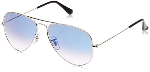 Ray-Ban Aviator Large Metal, Gafas de sol para Hombre, Plateado (Light Blue Gradient), 58