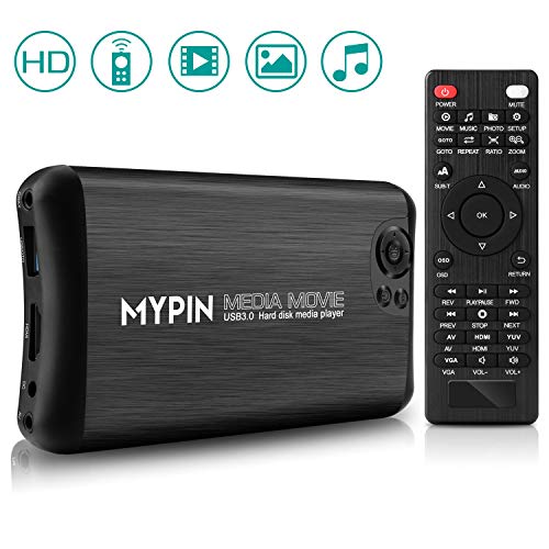 1080P Full HD Ultra Digital Media Player soporta salida HDMI/AV/VGA, reproducir vídeo y fotos con unidad USB/tarjetas SD, HDD/dispositivos externos (compatible con USB 3.0)(ENCHUFE REINO UNIDO)