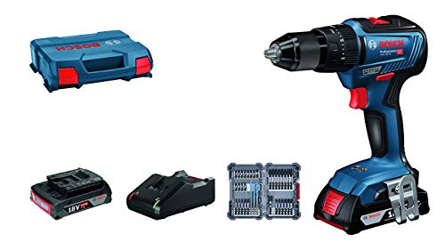 Bosch Professional GSB 18V-55 System Taladro percutor, par de torsión máximo 55 NM, Incl. 2 x 2.0 Ah batería + Cargador, 35 pcs. Juego de Accesorios de Impacto, en L-Case, Amazon Edición, 18 V, Azul Bosch Professional GSB 18V-55 System Taladro percutor, par de torsión máximo 55 NM, Incl. 2 x 2.0 Ah batería + Cargador, 35 pcs. Juego de Accesorios de Impacto, en L-Case, Amazon Edición, 18 V, Azul