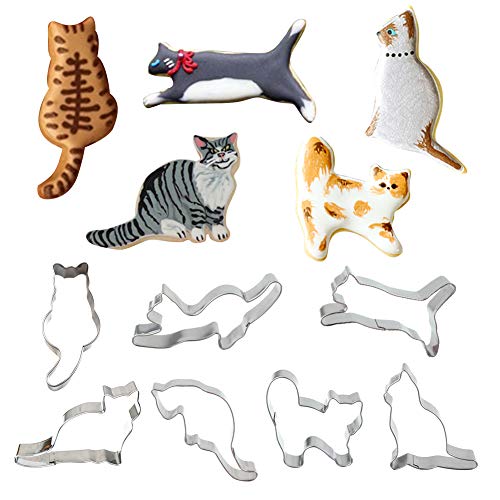 Juego de 7 cortadores de galletas para gato, gato sentado, gato corriendo, divertido gato, gatito y gato rizado, moldes para fondant en forma de gato – en acero inoxidable duradero Juego de 7 cortadores de galletas para gato, gato sentado, gato corriendo, divertido gato, gatito y gato rizado, moldes para fondant en forma de gato – en acero inoxidable duradero
