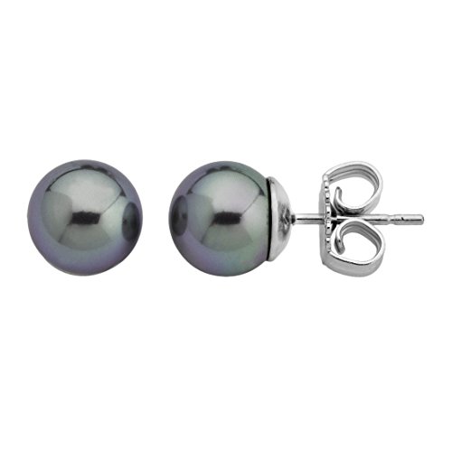 Majorica - Pendientes, 8 mm perlas grises redondas