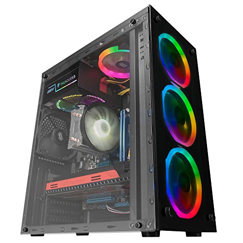 Mars Gaming MCG, caja de PC ATX, cristal templado, 3 ventiladores LED