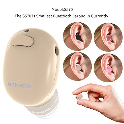 NENRENT Auriculares inalámbricos S570, Mini Auricular Invisible V4.1 Auriculares con micrófono Llamadas con Manos Libres para iPhone iPad Samsung Galaxy LG HTC Otro teléfono Inteligente (Nude)