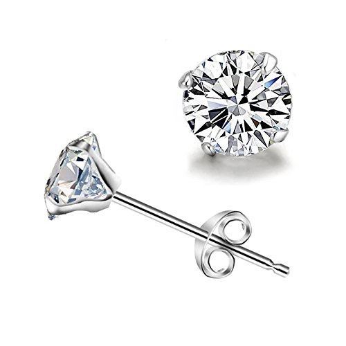 Pendientes de Plata, Pendientes para hombre, Pendiente mujer con una circonita, circonita rendonda con montura de 4 garras, Pendiente Plata de Ley para utilizar todos los días. (7.00) Pendientes de Plata, Pendientes para hombre, Pendiente mujer con una circonita, circonita rendonda con montura de 4 garras, Pendiente Plata de Ley para utilizar todos los días. (7.00)