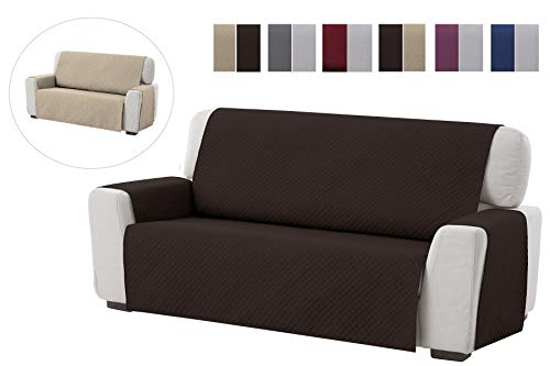 Textilhome - Funda Cubre Sofá Adele, 3 Plazas, Protector para Sofás Acolchado Reversible. Color Marrón Textilhome - Funda Cubre Sofá Adele, 3 Plazas, Protector para Sofás Acolchado Reversible. Color Marrón