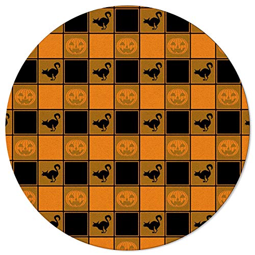 Alfombra redonda con diseño de gato y calabaza para Halloween, Tela no tejida., Halloween-051suy3947, 4' Diameter