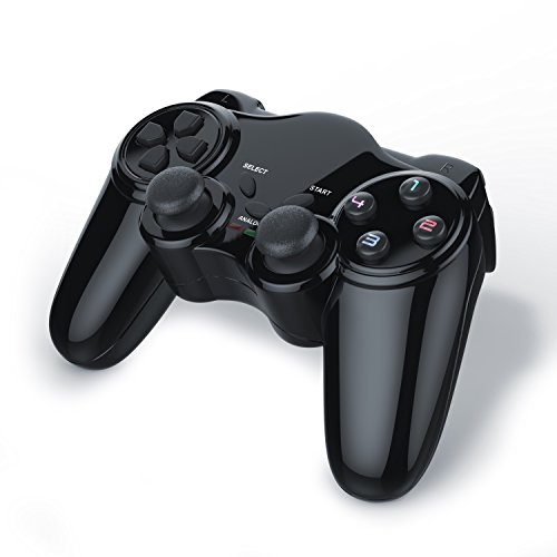 CSL-Computer Gamepad inalámbrico para PS2 con Doble vibración - Controlador de Mando - Plug y Play - Negro