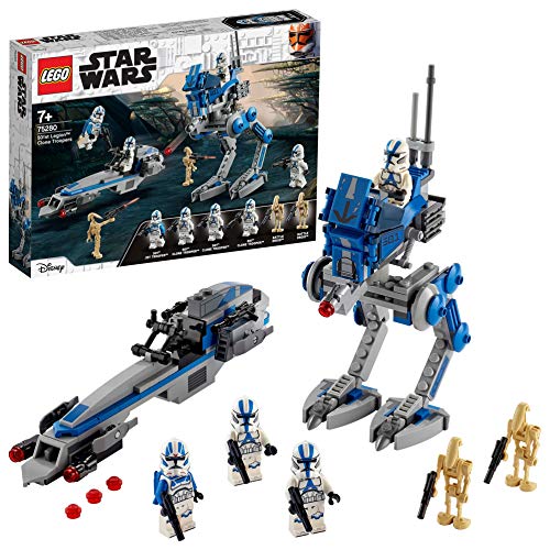 LEGO Star Wars TM Soldados Clon de la Legión 501 Set con Droides de Batalla y AT-RT Walker, Multicolor (75280)