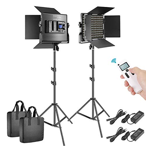 Neewer Packs 2,4G 660 LED Video Luz Fotografía Kit Iluminación Panel LED Bicolor Regulable con Pantalla LCD Control Remoto Inalámbrico Soporte Luz para Fotografía Producto ((2) 2.4G 660 LED Kit)