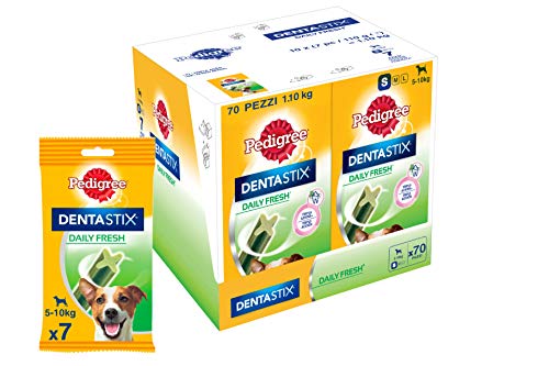 PEDIGREE Dentastix Fresh Premios para Perros Pequeños de Higiene Oral contra el Mal Aliento - Paquete de 10 x 110 gr - Total: 1100 gr