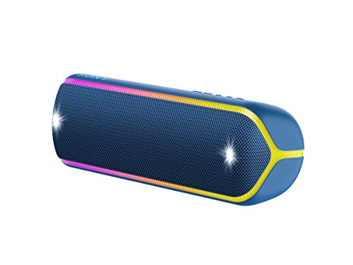 Sony SRS-XB32L - Altavoz inalámbrico portátil (Bluetooth, Extra Bass, diseño portátil, batería hasta 12h, Sonido Live Sound, Party Booster, Luces, Resistente al Agua y Polvo IP67) Azul