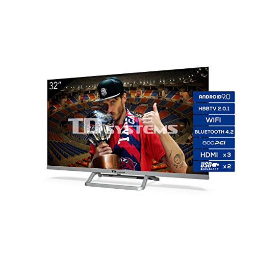 Televisiones Smart TV 32 Pulgadas Android 9.0 y HBBTV, 800 PCI Hz, 3X HDMI, 2X USB. DVB-T2/C/S2, Modo Hotel - Televisores TD Systems K32DLX11HS