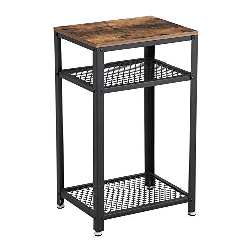 VASAGLE Mesa Auxiliar de Estilo Industrial, Mesita de Noche, Mesa para Telefono, con 2 Estantes de Malla, para salón y Oficina, Marco Métalico Estable, Aspecto de Madera LET75BX VASAGLE Mesa Auxiliar de Estilo Industrial, Mesita de Noche, Mesa para Telefono, con 2 Estantes de Malla, para salón y Oficina, Marco Métalico Estable, Aspecto de Madera LET75BX