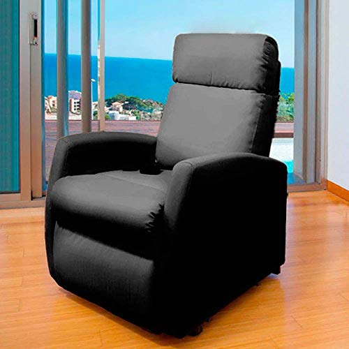 Cecotec Sillón Relax de Masaje Compact, Función Calor, 5 Programas, 3 Intensidades, 8 Motores, Mando de Control, Bolsillo portaobjetos, Polipiel, Negro