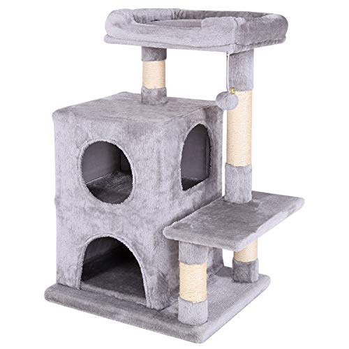 Dibea Árbol rascador Árbol Escalador Árbol para Gatos Altura 80 cm Color Gris Claro Dibea Árbol rascador Árbol Escalador Árbol para Gatos Altura 80 cm Color Gris Claro