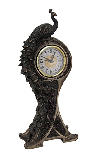 Estilo Art Nouveau Bronce Acabado pavo real reloj de mesa