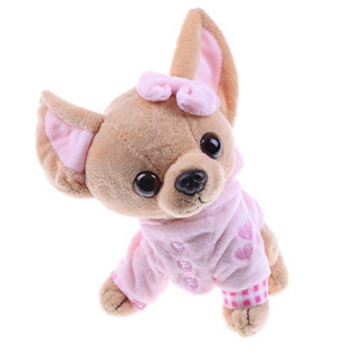 Hanyyj Juguetes De Peluche Chihuahua Puppy Kids Toy Kawaii Simulación Animal Doll Regalo De Cumpleaños para Niñas Niños Lindo Perro De Peluche 17 Cm