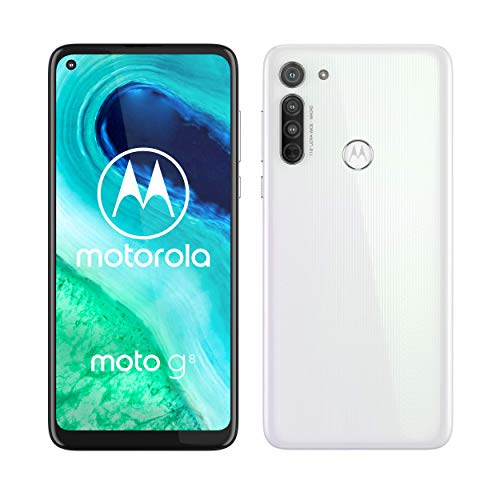 Motorola Moto G8 (Pantalla de 6,4" HD+ o-notch, 4G, Qualcomm Snapdragon SD665, Sistema de cámara triple, 64 GB, 4 GB RAM, Android 10), Blanco [Exclusivo Amazon]