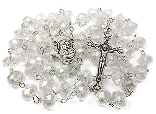 Nazareth Market Store Medalla de Suelo Santo Cristal Granos Rosario católico Collar con crucifijo