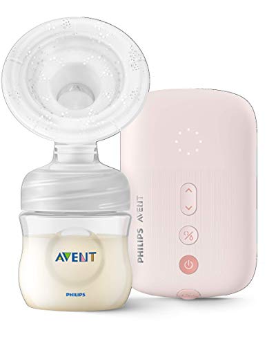 Philips Avent SCF395/11 - Sacaleches eléctricos individual silencioso con cojín masajeador, 8 ajustes de estimulación y 16 de extracción, biberón natural de 125 ml incluido, color rosa