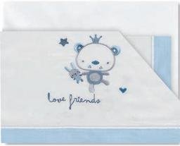 Pirulos 00912313 - Tríptico sábanas, diseño love friends 80 x 140 cm, color blanco y azul
