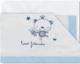 Pirulos 00912313 - Tríptico sábanas, diseño love friends 80 x 140 cm, color blanco y azul Pirulos 00912313 - Tríptico sábanas, diseño love friends 80 x 140 cm, color blanco y azul