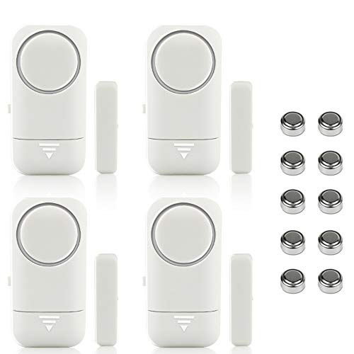 Shackcom 4pcs Alarma para Puertas y Ventanas de 120 dB para casa con Sensor Magnético Inalámbrico para Sistema de Seguridad para el hogar y Seguridad Infantil - Antirrobo Detectores Sirenas con Pilas Shackcom 4pcs Alarma para Puertas y Ventanas de 120 dB para casa con Sensor Magnético Inalámbrico para Sistema de Seguridad para el hogar y Seguridad Infantil - Antirrobo Detectores Sirenas con Pilas