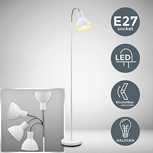B.K.Licht Lámpara de pie diseño I Ajustable cuello flexible I Bombilla E27 máx. 25 W (excl.) I Altura 1,45m I Métalica I Para salón, dormitorio y estudio B.K.Licht Lámpara de pie diseño I Ajustable cuello flexible I Bombilla E27 máx. 25 W (excl.) I Altura 1,45m I Métalica I Para salón, dormitorio y estudio