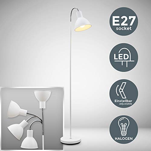 B.K.Licht Lámpara de pie diseño I Ajustable cuello flexible I Bombilla E27 máx. 25 W (excl.) I Altura 1,45m I Métalica I Para salón, dormitorio y estudio