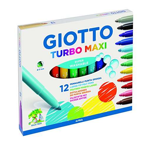 Giotto - Estuche de 12 rotuladores giotto turbo maxi. tinta inocua a base de agua. color surtido.