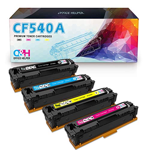 OFFICE HELPER 203A 203X CF540A CF541A CF542A CF543A Reemplazo de Cartucho de Tóner Compatible para HP Color Laserjet Pro MFP M281FDW M254NW MFP M280NW M254DW M254dn MFP M281FDN M281 M254,4 Piezas