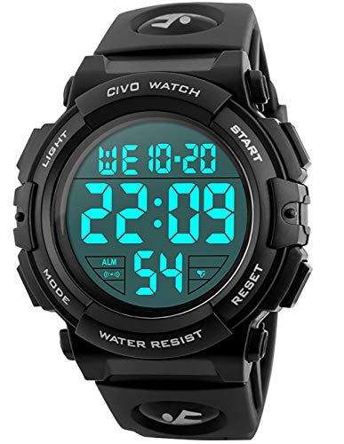 Relojes de Pulsera Digitales Deportivos Militares con Grandes Números a Prueba de Agua hasta 50M Reloj Negro de Pulsera Casual para Hombres de Goma