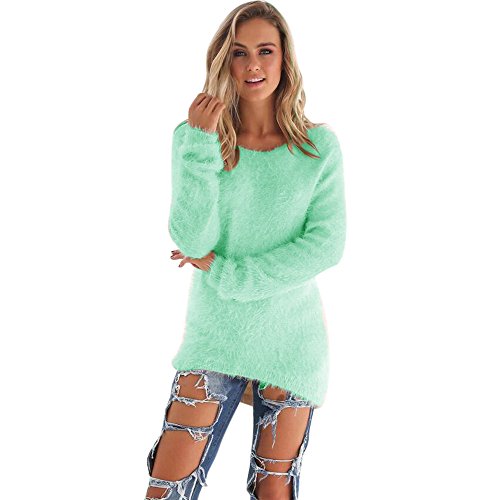 SHOBDW Mujer Suéter para Mujer Cuello Redondo Cárdigan Ocasional Sólido Suelto Otoño Invierno Tops de Manga Larga Cálido Prendas de Punto Jersey Jerséis Blusa Abrigo Vestido(Verde,M)