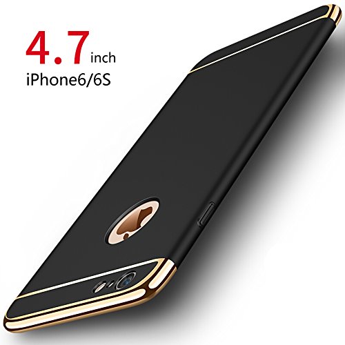 Funda iPhone 6/6s, PRO-ELEC Carcasa iPhone 6 / 6s con [ Protector de Pantalla de Vidrio Templado ] 3 en 1 Desmontable Ultra-Delgado Anti-Arañazos iPhone 6 Funda Protectora - 4.7 Pulgada - Negro