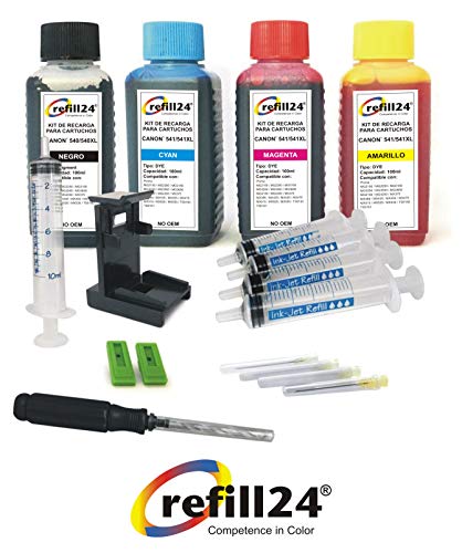 Kit de Recarga para Cartuchos de Tinta Canon 540, 541, 540 XL, 541 XL Negro y Color, Incluye Clip y Accesorios + 400 ML Tinta Kit de Recarga para Cartuchos de Tinta Canon 540, 541, 540 XL, 541 XL Negro y Color, Incluye Clip y Accesorios + 400 ML Tinta