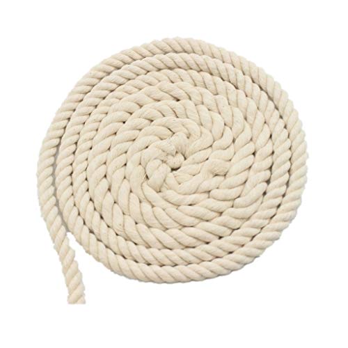 AILINDA - Cuerda de algodón de macramé de 8 mm/10 mm hecha a mano para tejer manteles de ganchillo, cestas, cuerda para hamaca al aire libre, 55 yardas, algodón, beige, 10mmx50m