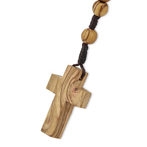 Auténtica madera de olivo católico rosario collar de Belén en algodón Natural bolsa por beblessed