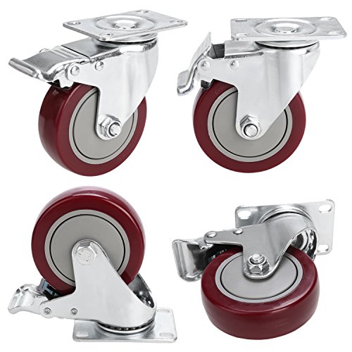 Meditool 4Pcs 100mm Ruedas Pivotantes Ruedas Giratorias para Muebles con Freno (Capacidad de carga máxima 400 KG)