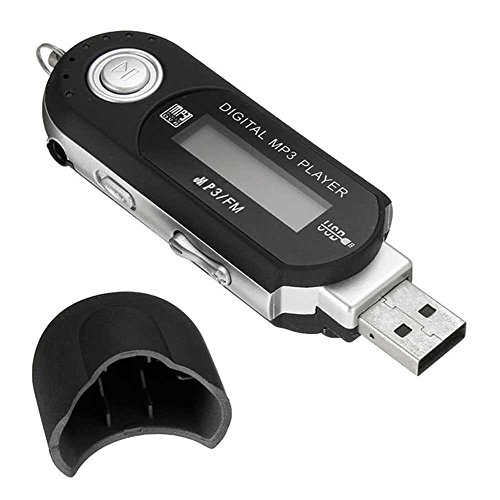 OcioDual Mini USB Reproductor MP3 WMA con Pantalla LCD Digital Negro para Musica Radio FM