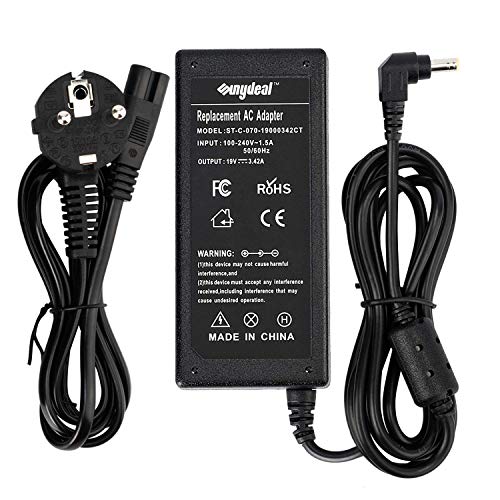 Sunydeal Cargador Adaptador Fuente de Alimentación 65W para Portátil ASUS/Toshiba/Lenovo/Medion,19V 3.42A, 5.5 * 2.5mm, Cable de Alimentación,Negro Sunydeal Cargador Adaptador Fuente de Alimentación 65W para Portátil ASUS/Toshiba/Lenovo/Medion,19V 3.42A, 5.5 * 2.5mm, Cable de Alimentación,Negro