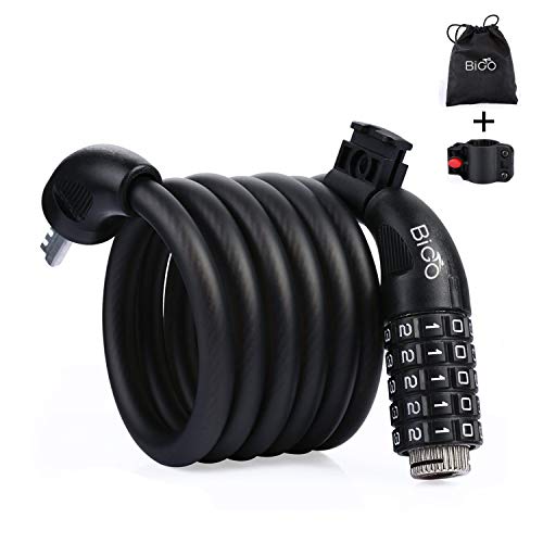 Candado de Bicicleta BIGO Seguridad Candado de Cable Mejor Combinación con Flexible montaje Cable de Bloqueo antirrobo alta seguridad para la bicicleta al Aire Libre 180cm X12mm Candado de Bicicleta BIGO Seguridad Candado de Cable Mejor Combinación con Flexible montaje Cable de Bloqueo antirrobo alta seguridad para la bicicleta al Aire Libre 180cm X12mm
