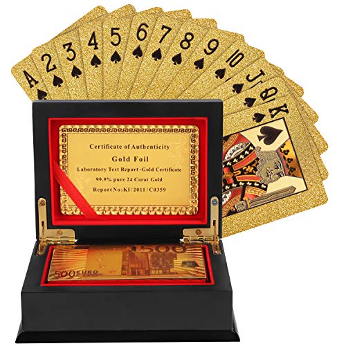 Cartas de Póker - Cartas de Poker de Plástico Naipes de Lámina con Caja para magia, juego de cartas