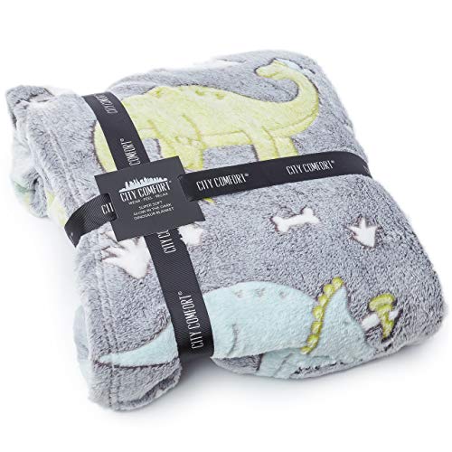 CityComfort Manta Polar Niño Dinosaurio Que Brilla en La Oscuridad, Fleece Blanket Mantas Nórdicas Super Suaves, Diseño Jurassic Accesorios Cuarto, Regalos Dinosaurios para Niños Niñas