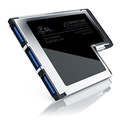 CSL USB 3.0 EXPressCard 54 mm 3 Puertos - Tarjeta de Interfaz Adaptador Convertidor - 3X Puertos USB de Tipo A - USB 3.0 Super Speed - hasta 5 GBit s - Ancho de instalación de 54 mm CSL USB 3.0 EXPressCard 54 mm 3 Puertos - Tarjeta de Interfaz Adaptador Convertidor - 3X Puertos USB de Tipo A - USB 3.0 Super Speed - hasta 5 GBit s - Ancho de instalación de 54 mm