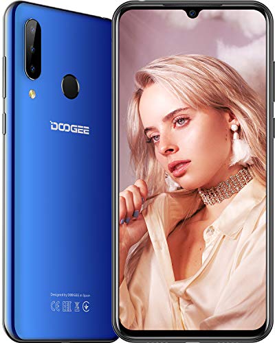 DOOGEE N20 Smartphone Libres, 2019 Android 9.0 4G Teléfono Móvil Libres Dual Sim, Octa Core 4GB RAM+64GB ROM, 6.3 Pulgadas FHD+, 16.0MP+8.0MP+8.0MP, 4350mAh Face ID+Huella Digital, Azul