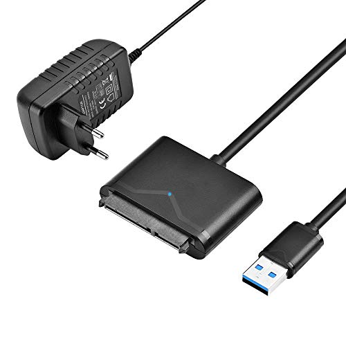 iitrust Adaptador de USB 3.0 a SATA III para 3.5" y 2.5" Discos Duros - SATA a USB 3.0 Convertidor y cable externos, Soporte UASP, 16 TB MAX (12V Adaptador de Corriente Incluido),color negro