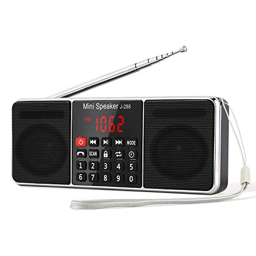 L-288 Radio portátil FM Am con Altavoz estéreo Bluetooth, Temporizador de Apagado, estación de Bloqueo, Tarjeta USB y TF y Reproductor de MP3 AUX, por PRUNUS(Noche)