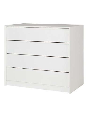 MUEBLECASA - Cajonera montada 4 cajones, madera, 80cm Ancho x 45 cm Fondo x Altura 72 cm, Blanco MUEBLECASA - Cajonera montada 4 cajones, madera, 80cm Ancho x 45 cm Fondo x Altura 72 cm, Blanco