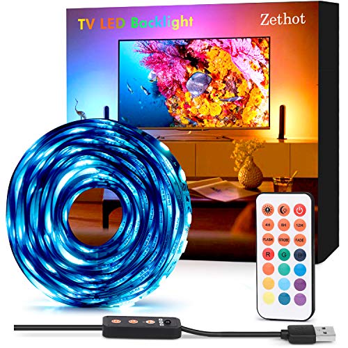 Tira LED TV 3.5 M, Bias Lighting para TV de 50-65 pulgadas, RGB de 11.5 pies, kit con mando a distancia, Bias Lighting de 5050 LED para HDTV